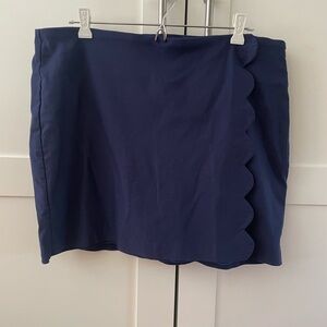 Navy Blue Scalloped Wrap Skort